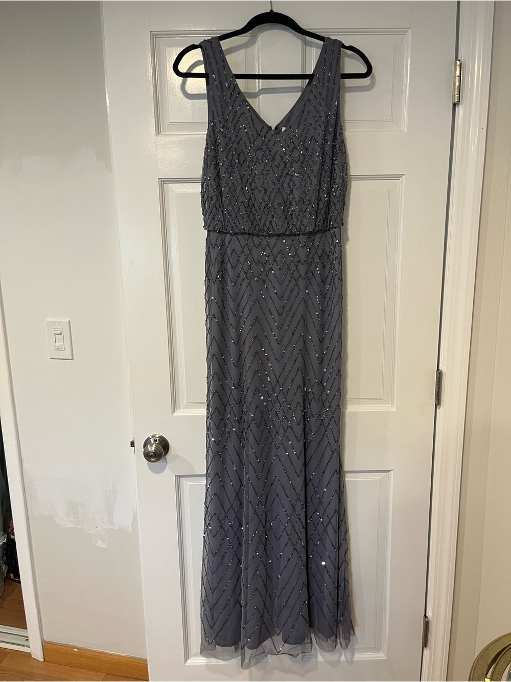 BHLDN Beaded V-Neck Maxi Dress - Gray
